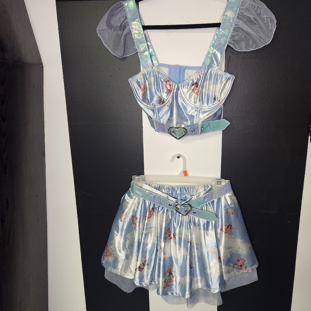 SOLD Blue Angel Skirt Set with Heart Detail - Picture 2 of 7